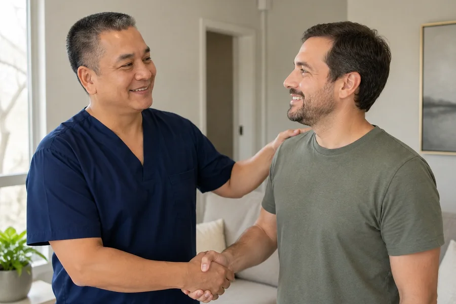 Dr. Yuri Arroyo durante una consulta de acompañamiento postoperatorio